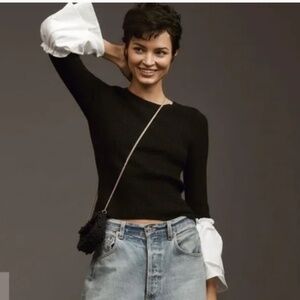 Anthropologie‎ Maeve Bell Sleeve Sweater Black Small